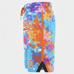 Custom <b>Paint</b> Splatter Basketball Shorts Men's Quick Dry Drawstring Sport Shorts with Front Logo and Number 00 - Product Image 4
