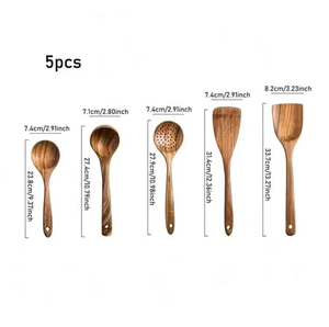 Juego de utensilios de cocina de madera |   Utensilios de Cocina de Madera |   Juego de Cucharas Rústicas |   Accesorios de Cocina Ecológicos - Product Image 6