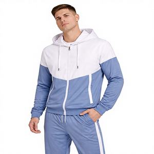 Conjunto Deportivo con Capucha para Hombre en Azul Cielo y Blanco Premium, con Diseño Contemporáneo en Bloques de Color, Diseñado para Mayor Comodidad - Product Image 1