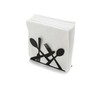 Porte-serviettes en fer noir pour table, avec design cuillère-fourchette-couteau, organiseur pour la décoration de table, porte-serviettes fait main - Product Image 2