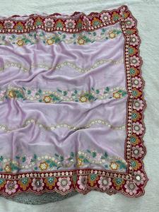 Sari indien ethnique de créateur, orné de paillettes, pour toutes les occasions spéciales et les événements, tenue tendance pour femmes. - Product Image 4