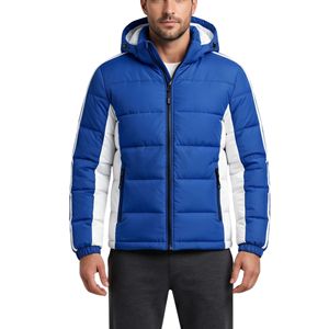 Veste matelassée à capuche entièrement zippée orange fluo haute visibilité coupe-vent – Vente en gros de vestes d'hiver décontractées - Product Image 6