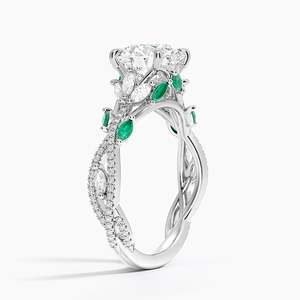 Bague de fiançailles en diamant à motif floral, plaquée or 18 carats, sertie pavé, bijoux fins de luxe pour femmes - Product Image 4