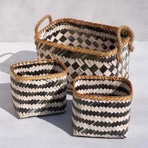 <b>Bamboo</b> clothes container <b>basket</b> with side handles versatile storage <b>baskets</b> for bathroom bedroom - Product Image 1