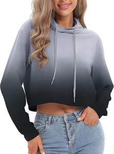 Sudadera Corta para Mujer, Color Sólido, Estilo Casual con Capucha, para Marcas de Boutique (OEM) - Product Image 6