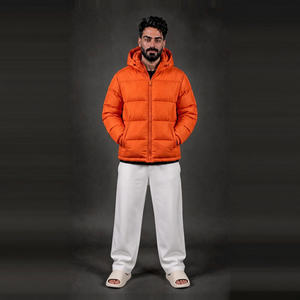 Chaqueta Acolchada con Capucha para Hombre, Color Sólido, Resistente al Viento, Poliéster/Algodón, Cierre de Cremallera, Largo Regular, Relleno de Poliéster - Product Image 4
