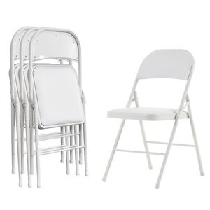 Eleganti Sedie Pieghevoli in Ferro e PVC Bianche, Set da 4 Pezzi, per Sala da Pranzo, Ospedale o Fiere ed Eventi, Codice 33292149 - Product Image 6