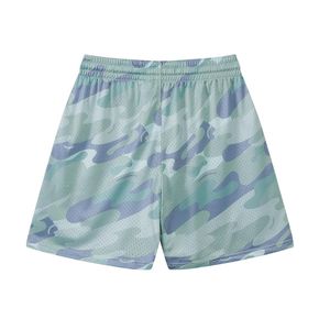 Shorts en maille respirante en polyester au-dessus du genou, imprimé camouflage bleu clair, pour le basketball, la gym, l'entraînement, le streetwear - Product Image 2
