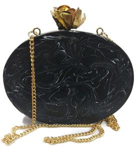 Elegant Black Resin Clutch <b>Bag</b> with Pearl Decoration Handmade Evening Purse for Weddings, Parties, and Formal Events - Product Image 6