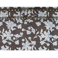 Tela de Algodón Tejida con Estampado Floral Azul Marino, Bordada con Ojales, Transpirable y Ligera para Vestidos, Faldas y Camisas