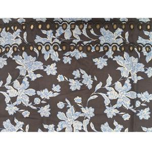 Tissu en coton tissé bleu marine à imprimé floral, brodé à l'œillet, respirant et léger pour robes, jupes et chemises - Product Image 1