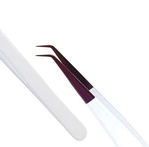 Professional Stainless Steel Durable Fine Eyelash Tweezer with Smooth Serrated Tip for Salon Use Label Fiber Tip Volume <b>Lash</b> - Product Image 3
