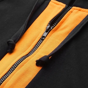 Custom Women <b>Zip</b> Up <b>Hooded</b> Jogger Set Two Piece Contrast Side Stripe Black Orange Jogger Set Manufacturer Wholesale - Product Image 5