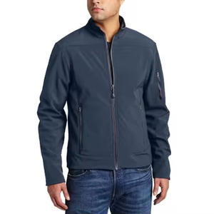 Men_s Stand Collar Softshell Golf Jacket with Zipper Closure Varsity Style <b>Plain</b> Dyed OEM Service Available - Product Image 1