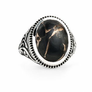 Anillos de Cobre Hechos a Mano de la Mejor Calidad con Turquesa Negra, Anillo de Plata de Ley 925, Joyería de Moda Hecha a Mano, Precio al por Mayor - Product Image 2