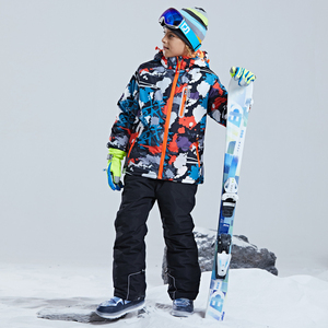 Combinaison de ski rose à pois pour filles et garçons, imperméable 10 000 mm, veste à capuche avec pantalon pour enfants, vêtements d'hiver en polyester/nylon - Product Image 2