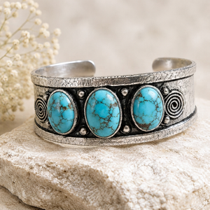 Jewelry Town JT-044 Frontier Turquoise Wide <b>Cuff</b> Bangle Gold/<b>Silver</b> Plated Brass Bezel Set Classic Western Style Unisex Gift - Product Image 3