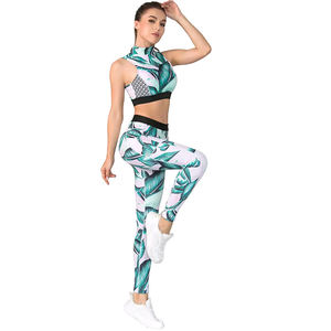 Workout Yoga Sets for Women Autumn <b>Pattern</b> Yoga <b>Leggings</b> with Sports Bra Breathable Plus Size From Pakistan - Product Image 4