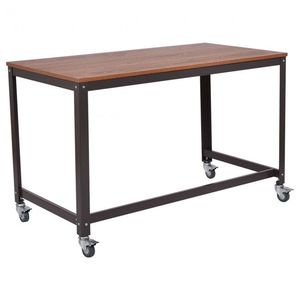 Scrivania per Computer con Piano in Legno Stile Industriale Moderno con Rotelle per Casa, Ufficio e Camera da Letto - Product Image 2