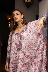 Luxury Silk Zari Work Modest <b>Kaftan</b> | Designer Hand-Embroidered Floral Pattern Evening Gown | Breathable <b>Sequin</b> Work Women's - Product Image 3