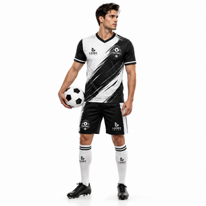 Conjunto de Uniforme de Fútbol Sublimado Personalizado, Camiseta Deportiva de Manga Corta con Cuello en V y Pantalones Cortos a Juego, Transpirable para Entrenamiento en Equipo - Product Image 2
