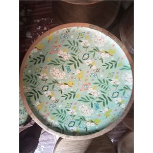 จานไม้มะม่วงเคลือบเงาแบบกำหนดเองขายส่ง - ชามเสิร์ฟไม้ทรงกลมเคลือบเงาเกรดอาหาร จานคริสต์มาสแบบยั่งยืน - Product Image 6