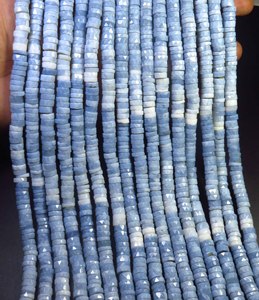 Hermosas Cuentas de Ópalo Azul Natural de 7.5 mm, Cuentas de Ópalo en Forma de Neumático Heishi, Hilo de 16 Pulgadas, Perforadas en el Centro, Facetadas - Product Image 5