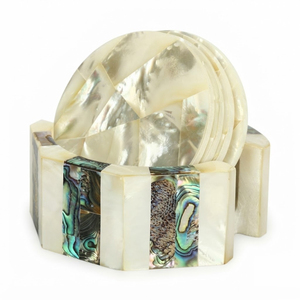 Sous-verres ronds faits main en nacre incrustée, sous-verres en coquille d'ormeau pour la décoration de table basse, vente en gros d'articles de table en nacre - Product Image 1