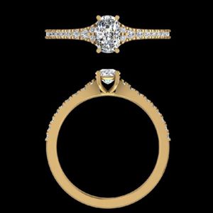 แหวนเพชรทรงรี 0.68 กะรัต ทองคำ 14k 18k สีเหลือง วงแหวนแบบเรียวประดับเพชรแบบปาเว่ สำหรับงานหมั้น งานแต่งงาน ครบรอบแต่งงาน เครื่องประดับสั่งทำพิเศษ - Product Image 2