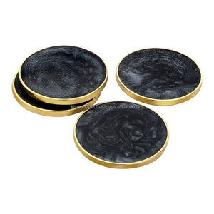 Ensemble de sous-verres en résine moderne, écologiques, durables et de haute qualité, personnalisables, motif marbre vert unique, logo personnalisé, pour la maison et les restaurants - Product Image 6