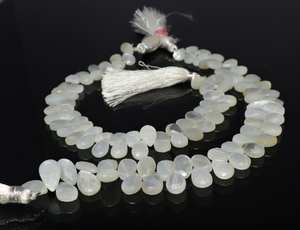 Cuentas de piedra lunar blanca natural facetada en forma de pera de 8x11 mm, cuentas de piedra lunar blanca tipo briolette de 8 pulgadas para la fabricación de joyería. - Product Image 5