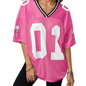 Maillot de football américain pour femmes, violet, col en V, maille respirante, chemise de jeu, tenue d'équipe de gridiron, uniforme de sport professionnel - Product Image 4