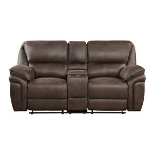 Design moderno 1 pezzo tappezzeria in microfibra marrone struttura in legno massiccio reclinabile Loveseat mobili da soggiorno di peluche - Product Image 2