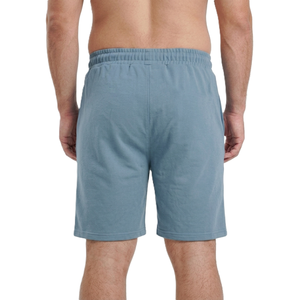Men's <b>Slate</b> Blue 100% Cotton Pique Shorts with Drawstring Waist Casual Breathable Bermuda Length Solid Color Knitted Fabric - Product Image 4