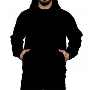 Sudadera con Capucha Unisex Negra Sólida con Logotipo Personalizado, Sudadera con Capucha de Forro Polar de Algodón Suave, Ecológica, Diseño Limpio y Moderno - Product Image 1