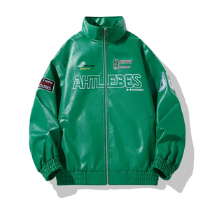 Custom <b>Men's</b> Letterman Varsity Leather PU <b>Jacket</b> Solid College <b>Baseball</b> Patchwork Embroidery Chenille Embroidery Coach <b>Jacket</b> - Product Image 4