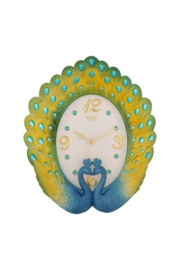 Crystal Diamond <b>Modern</b> Single Face Quartz <b>Wall</b> <b>Clock</b> Home Decor Luxury Peacock Design for Living Room Plastic - Product Image 2