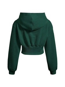 Sweat à capuche court en molleton pour femme, style corset, décontracté, en coton tricoté, pour le printemps - Product Image 4