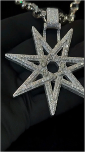 CONCEPTION - Colgante de Estrella de Diamante Moissanite de Lujo en Plata 925 y Oro Blanco de 10K, Diseño Hip Hop, Estilo Moderno para Fiestas - Product Image 4