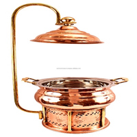 Plat à hacher en cuivre finition cuivre, pour la soupière de la soupière avec couvercle pour Buffet au brun foncé, Look naturel Antique port 100% pur