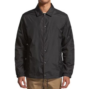 Men's Black Windproof Jacket Regular Fit Turn-down Collar Polyester Fabric Casual Autumn Wear <b>Coach</b> Jacket Available For Sale - Product Image 1