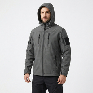 Veste softshell imperméable à capuche pour homme, doublée polaire, coupe-vent, légère, pour l'hiver, randonnée et chasse - Product Image 4