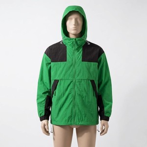 Chaqueta Cortavientos Verde de Alto Rendimiento para Hombre con Capucha, Diseño Colorblock, Ligera, Impermeable, para Senderismo al Aire Libre, con Cremallera Completa - Product Image 1