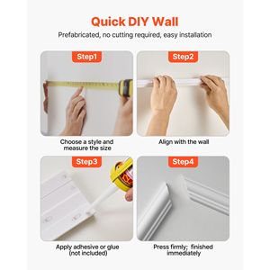 Moulures murales légères et peignables, lot de 3 panneaux de lambris, kit facile à installer, garniture murale imperméable pour accents muraux - Product Image 6