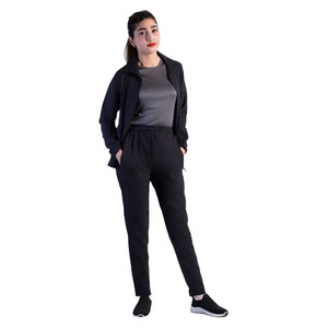 Conjunto Deportivo Azul Claro para Mujer, Manga Larga, Cuello Camisero, Pantalones Casuales con Bolsillos Laterales, Cierre de Cremallera, Corte Regular - Product Image 4