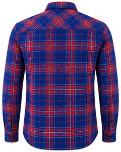 Chemise en flanelle à carreaux bleu roi et rouge pour homme, coupe ajustée, boutonnée, manches longues, en coton, style décontracté, tendance, personnalisée par le fabricant - Product Image 3