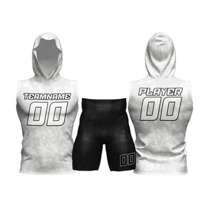 Maillot de basket sans manches à capuche personnalisé par sublimation avec short assorti pour adultes unisexe rose motif craquelé séchage rapide - Product Image 4