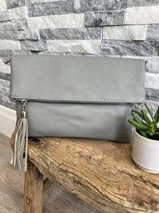 Eoin Winston Sports <b>Red</b> 100% Genuine Leather Foldover <b>Clutch</b> with Tassel Zipper Closure Pakistan Origin Model Ews0005 - Product Image 3