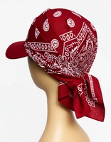 Gorra roja con estampado de Paisley blanco, estilo urbano unisex, informal.