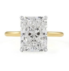 Classic 4.5 CT Radiant Cut Solitaire Engagement Ring Solid Yellow Gold Band with White Gold Basket IGI certified diamond ring - Product Image 2